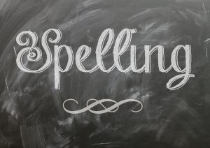 Blackboard with word, "Spelling."